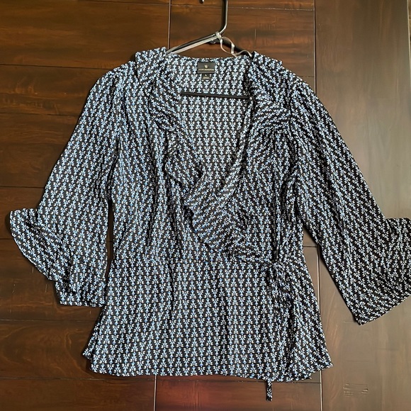Ruffle, wrap blouse. - Picture 1 of 6